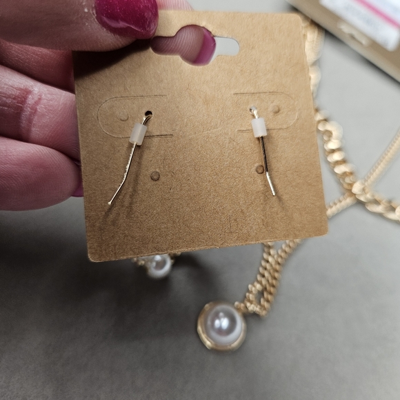 MixIt Gold Tone Pearl Double Strand Necklace & Earrings Fashion Jewelry Set NWT - Picture 7 of 7